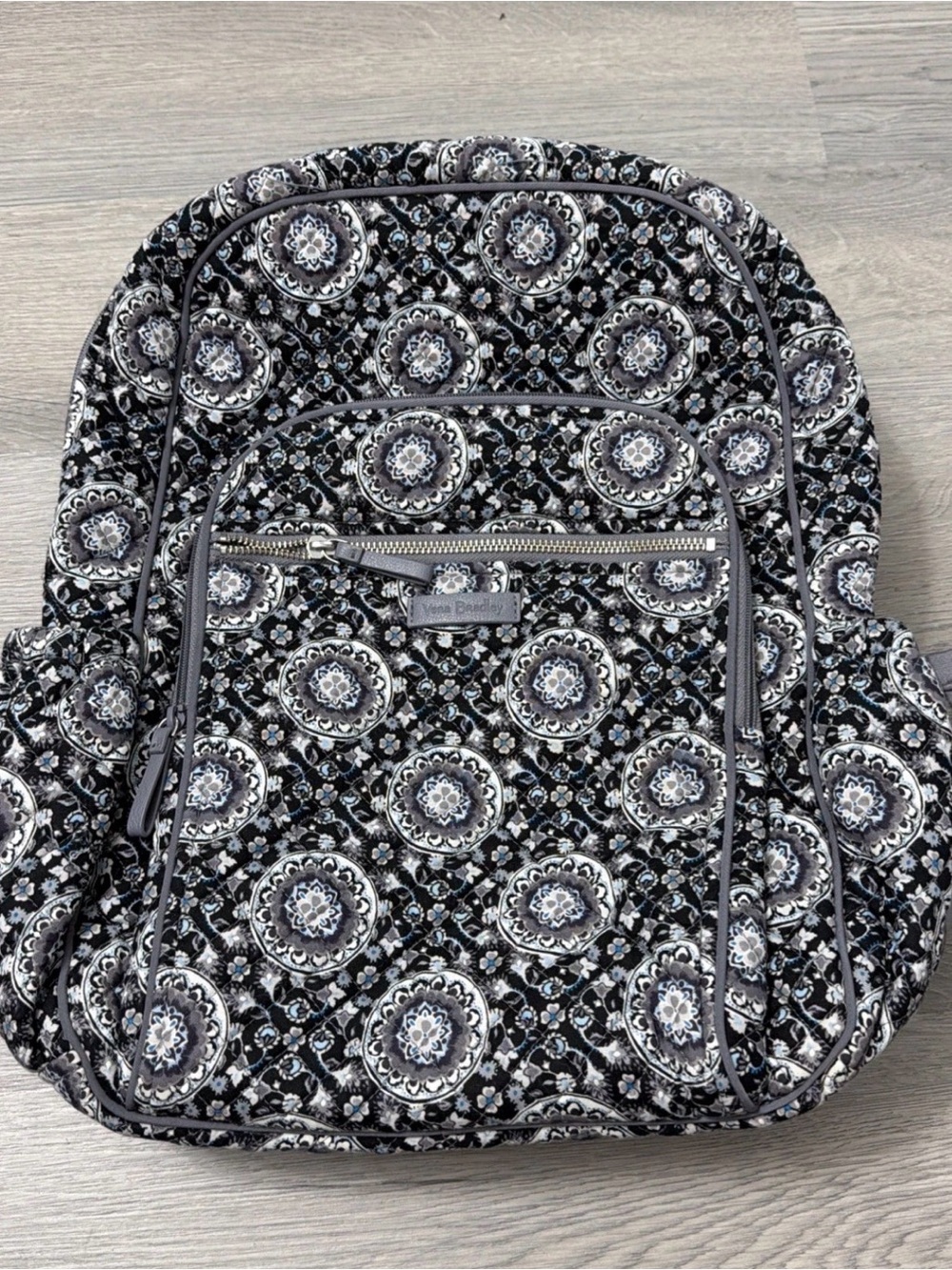 Vera Bradley Black and Gray Medallion Quilted Backpack